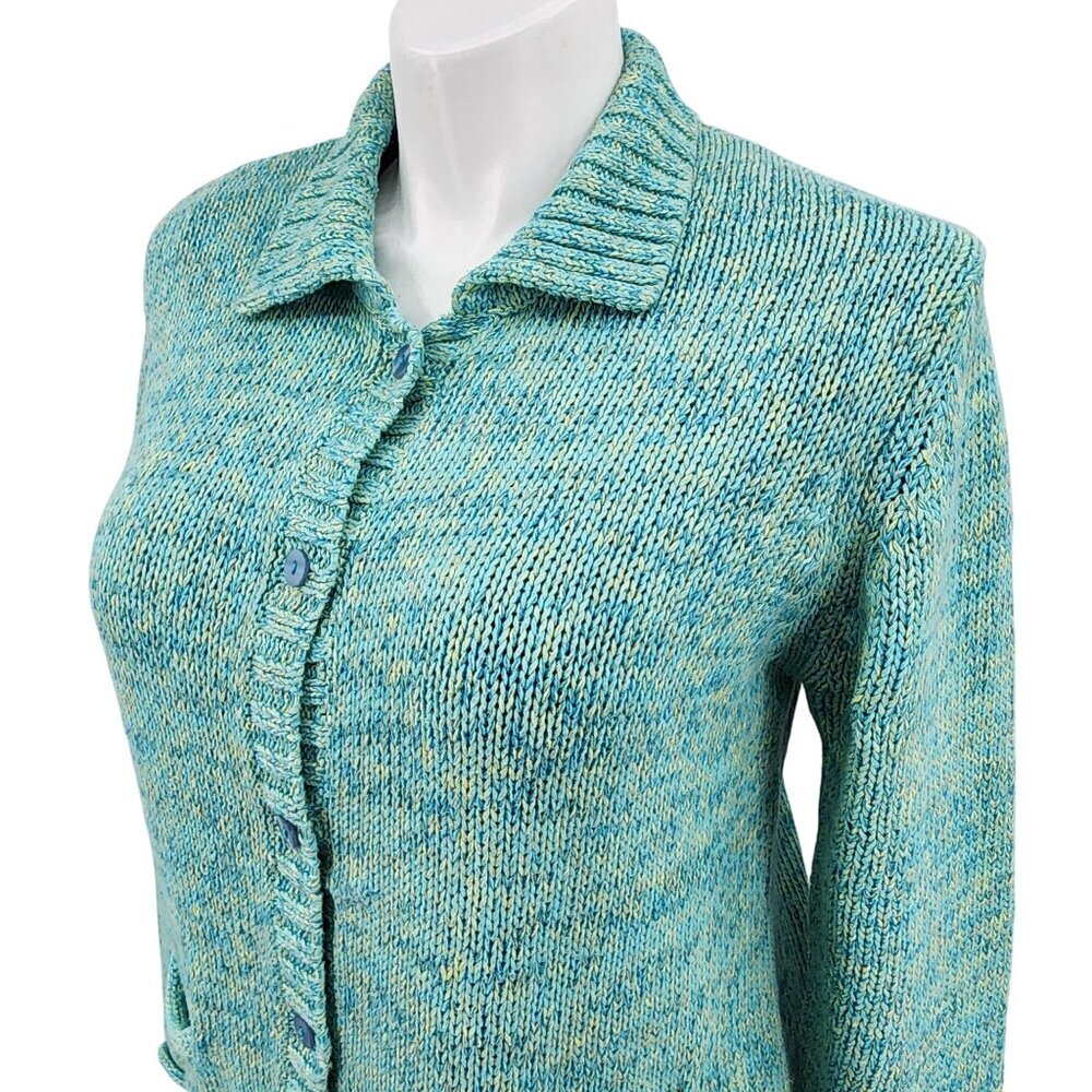 Orvis Vintage Womens Turquoise Button-Down Cardigan Sweater with Pockets M